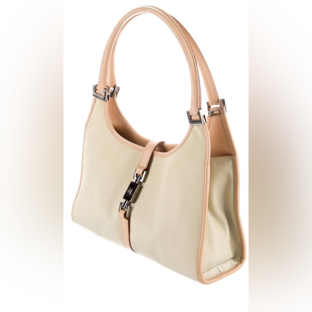 Gucci Vintage Jackie Bardot Hobo – Beige Canvas & Leather Trim - Picture 3 of 5